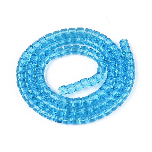 Glass Column, Transparent Sky Blue, One 4mm Strand, 14~15 inches