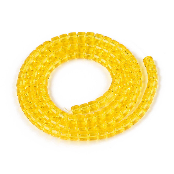 Glass Column, Transparent Yellow, One 4mm Strand, 14~15 inches