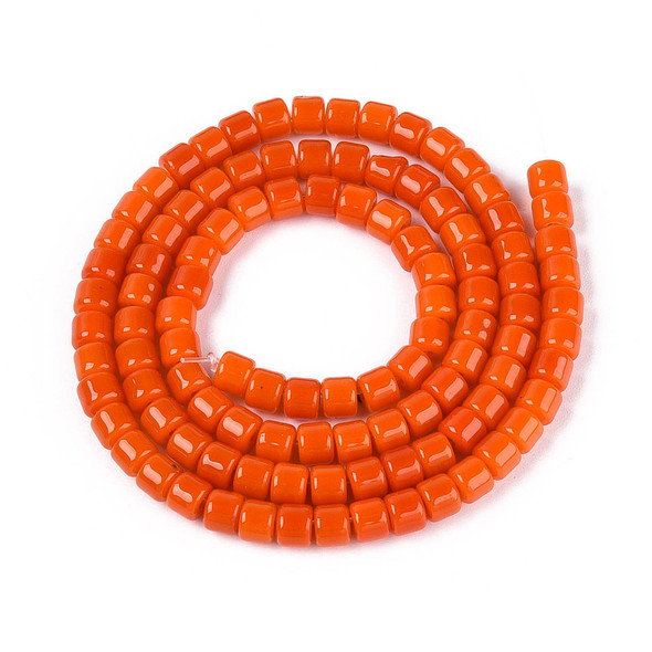 Glass Column, Opaque Orange, One 4mm Strand, 14~15 inches
