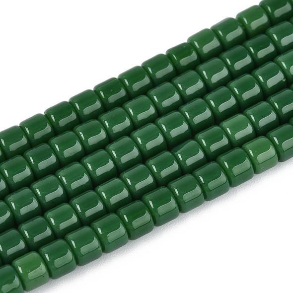 Glass Column, Opaque Green, One 4mm Strand, 14~15 inches