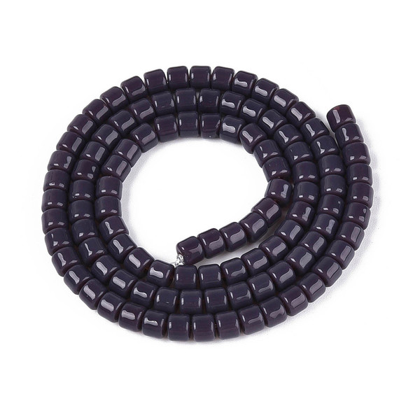 Glass Column, Opaque Purple, One 4mm Strand, 14~15 inches