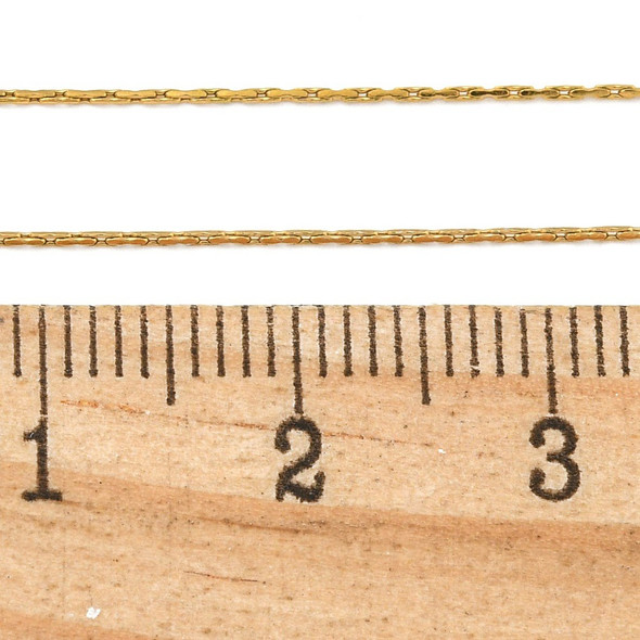 Stainless Steel Chain, 18K Gold Plated, 0.5mm, Boston Link, 3.3 ft