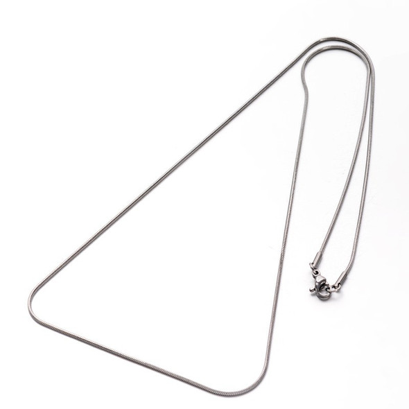 Stainless Steel Chain Necklace, 1.2mm, Round Snake Chain, 24 in.