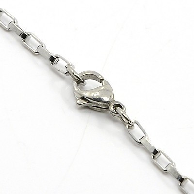 Stainless Steel Chain Necklace, 4x2mm, Box Chain, 19.5 in.