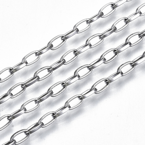 Stainless Steel Chain, 5.5x3mm, Paperclip, 9.5 ft.