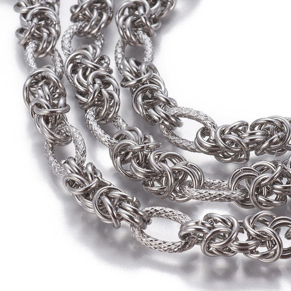 Stainless Steel Chain, 13x8mm, Byzantine, 3.3 ft