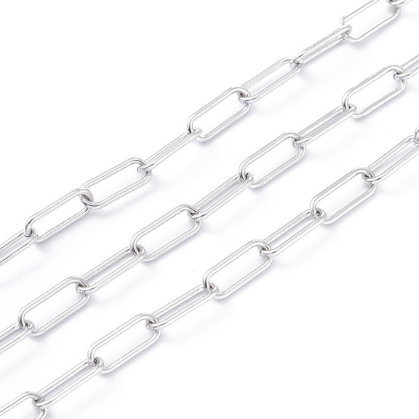 Stainless Steel Chain, 14x6mm, Paperclip, 3.3 ft.