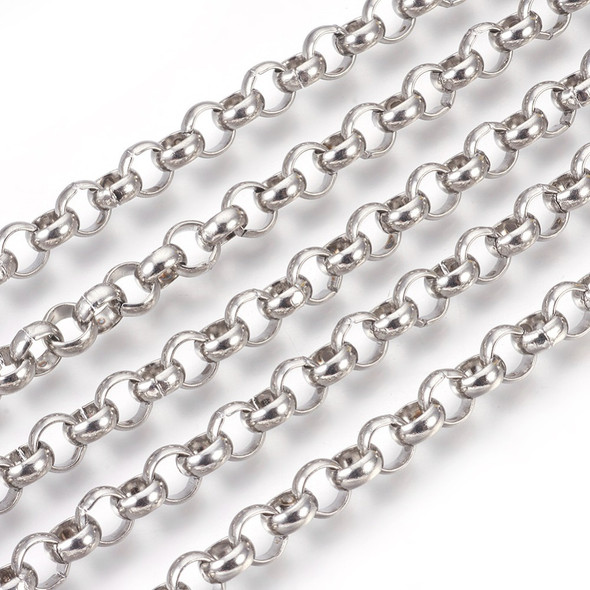 Stainless Steel Chain, 8x4mm, Rolo/Belcher Link, 3.3 ft.