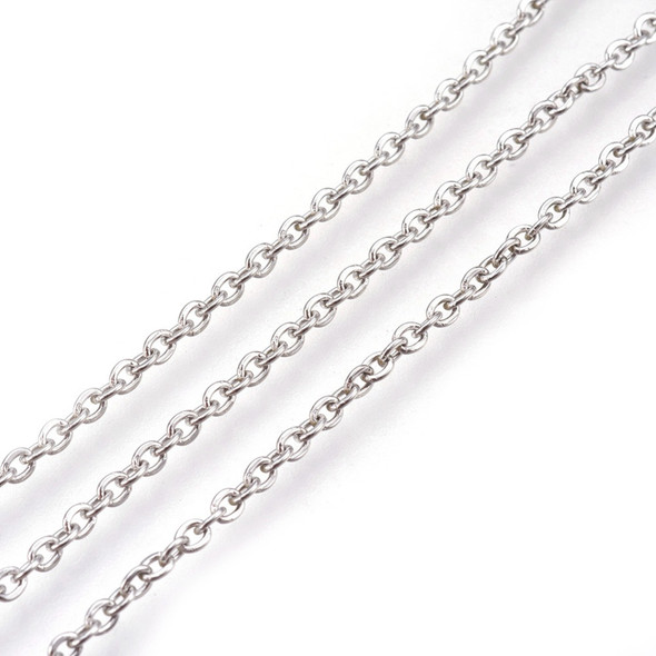 Stainless Steel Chain, 3x2mm, Flat Oval, 16 ft.