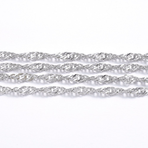 Stainless Steel Chain, 2.5x0.5mm, Singapore, 6.5 ft.