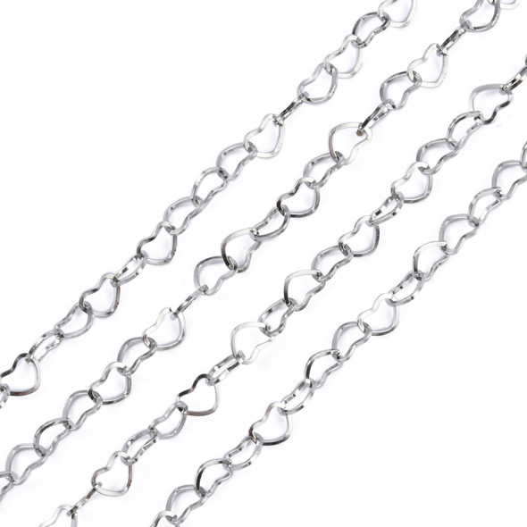 Stainless Steel Chain, 4mm, Heart Link, 3.3 ft.