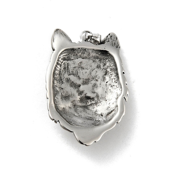 Wolf Pendant, Stainless Steel, 40x27mm