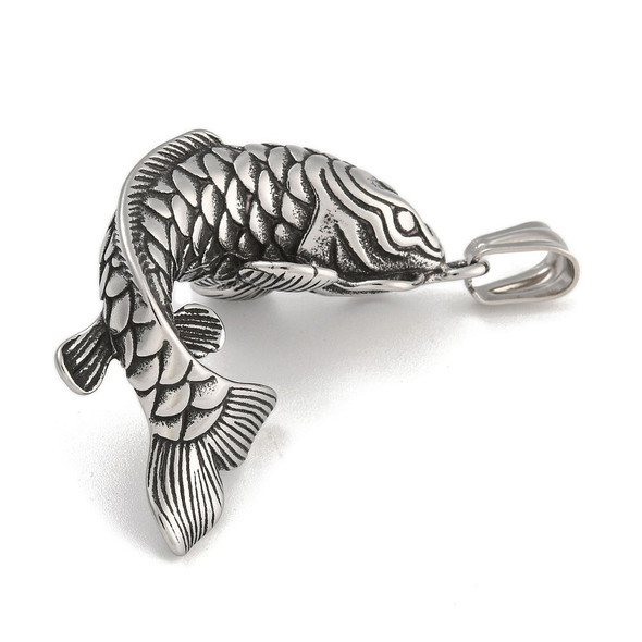 Carp Fish Pendant, Stainless Steel, 45x33x20mm