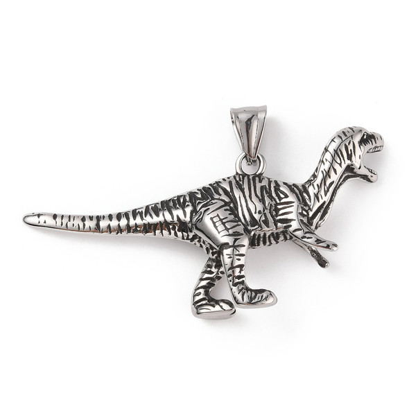 Dinosaur Pendant, Stainless Steel, 28x62x10mm