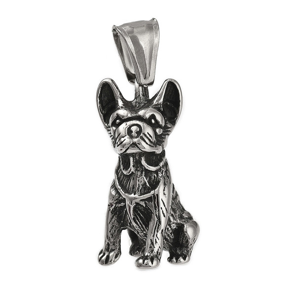 French Bulldog Pendant, Stainless Steel, 30x13x16mm