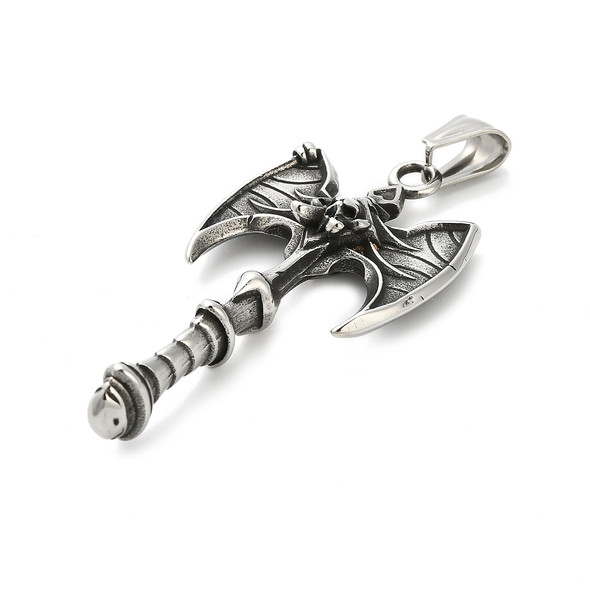 Labrys Axe Pendant, Stainless Steel, 57x29mm