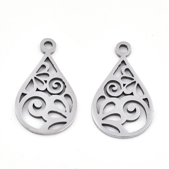 Stainless Steel, Cutout, Teardrop, 17x10mm, 5 PCS