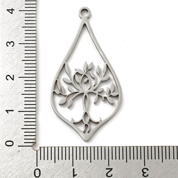 Stainless Steel, Cutout, Teardrop, 40x20mm, 2 PCS