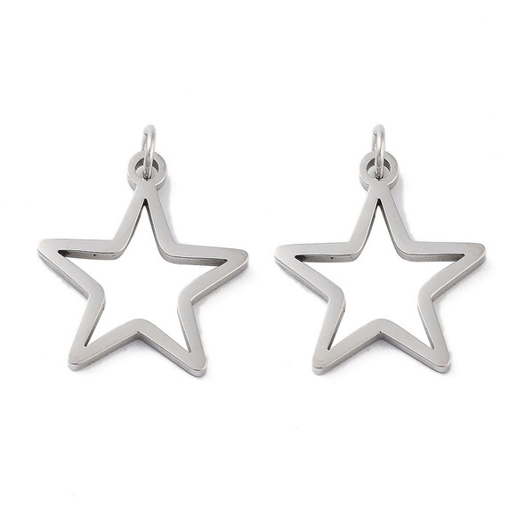 Stainless Steel, Cutout, Star, 17x15mm, 3 PCS