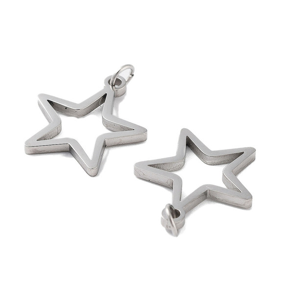 Stainless Steel, Cutout, Star, 17x15mm, 3 PCS