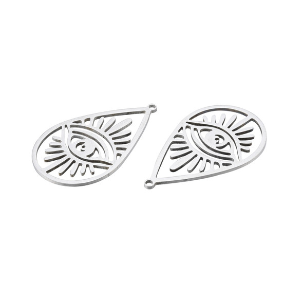Stainless Steel, Cutout, Teardrop, 35x21mm, 2 PCS