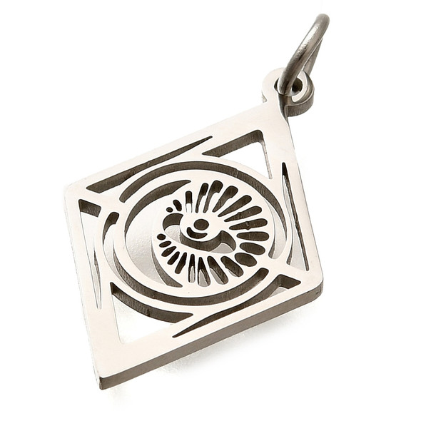 Stainless Steel, Cutout, Rhombus, 23x14mm, 5 PCS