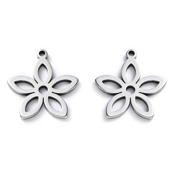 Stainless Steel, Cutout, Flower, 16x15mm, 10 PCS