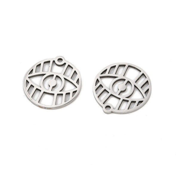 Stainless Steel, Cutout, Evil Eye, 15x14mm, 2 PCS