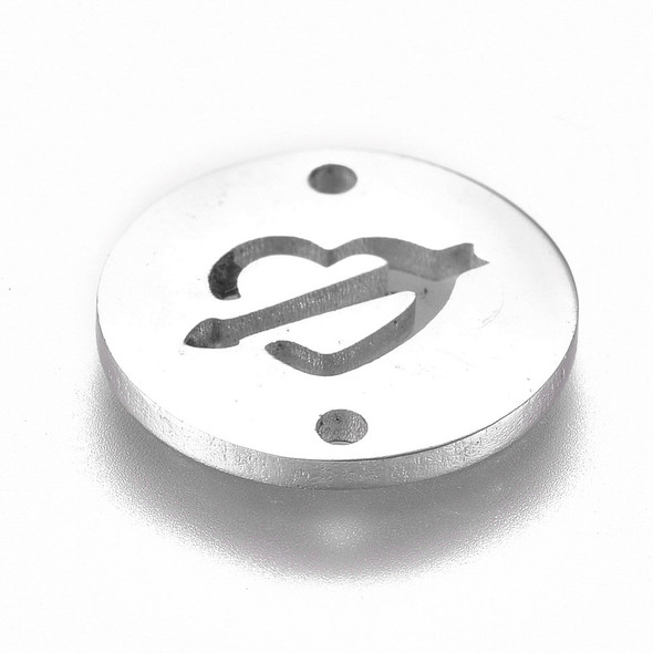 Stainless Steel, Cutout, Heart Connector, 12mm, 5 PCS