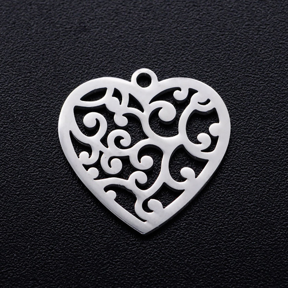 Stainless Steel, Cutout, Heart, 16mm, 5 PCS