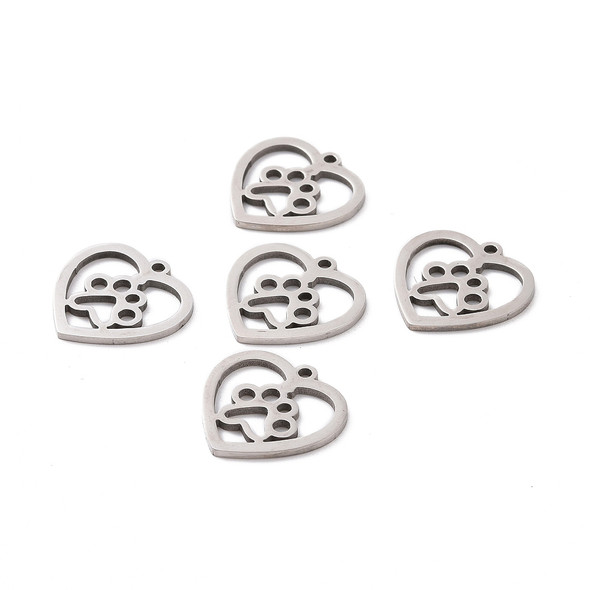 Stainless Steel, Cutout, Heart, 15mm, 2 PCS