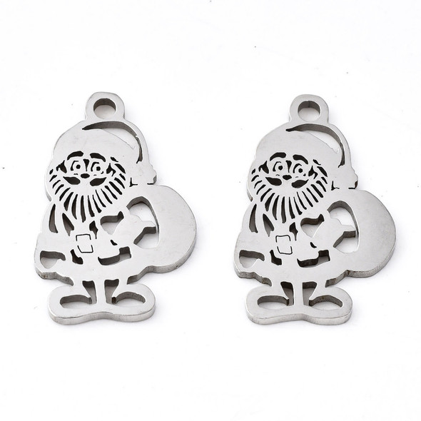 Stainless Steel, Cutout, Santa Claus, 17x11mm, 4 PCS