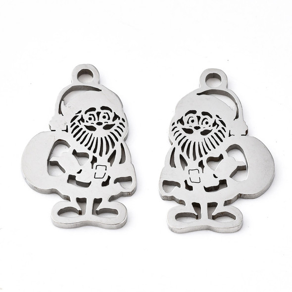 Stainless Steel, Cutout, Santa Claus, 17x11mm, 4 PCS