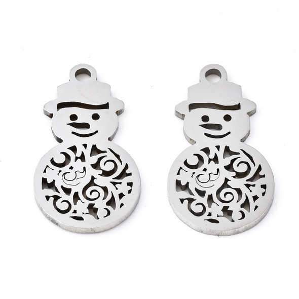Stainless Steel, Cutout, Snowman, 18x10mm, 4 PCS