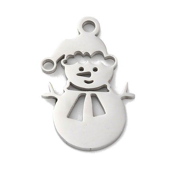 Stainless Steel, Cutout, Snowman, 18x11mm, 4 PCS