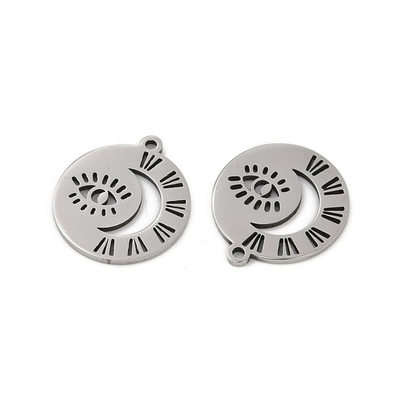 Stainless Steel, Cutout, Evil Eye, 16x14mm, 2 PCS