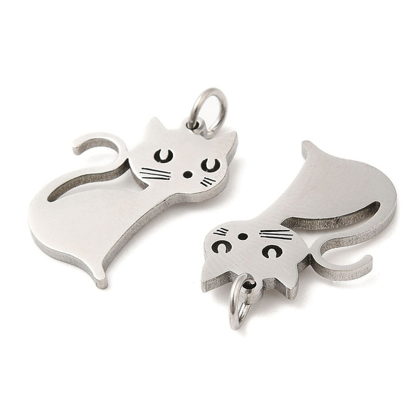 Stainless Steel, Cutout, Cat, 20x13mm, 3 PCS