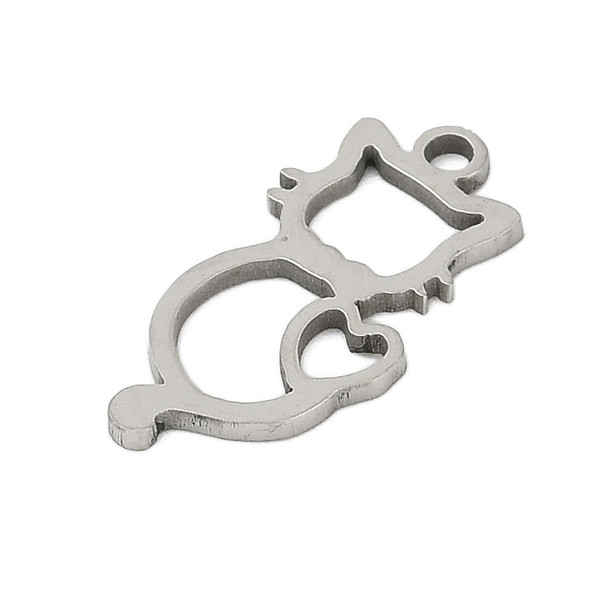 Stainless Steel, Cutout, Cat, 18x9mm, 4 PCS
