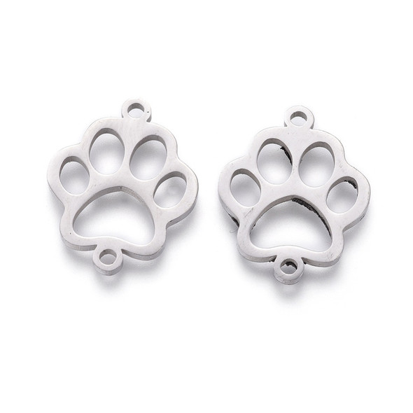 Stainless Steel, Cutout, Animal Paw, 20x16mm, 5 PCS