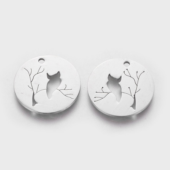 Stainless Steel, Cutout, Owl, 20mm, 4 PCS