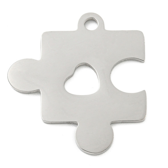 Stainless Steel, Cutout, Puzzle Piece, 25x23mm, 2 PCS