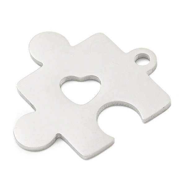 Stainless Steel, Cutout, Puzzle Piece, 25x23mm, 2 PCS