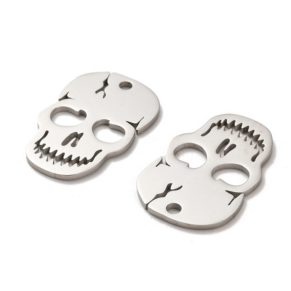 Stainless Steel, Cutout, Skull, 30x20mm, 2 PCS