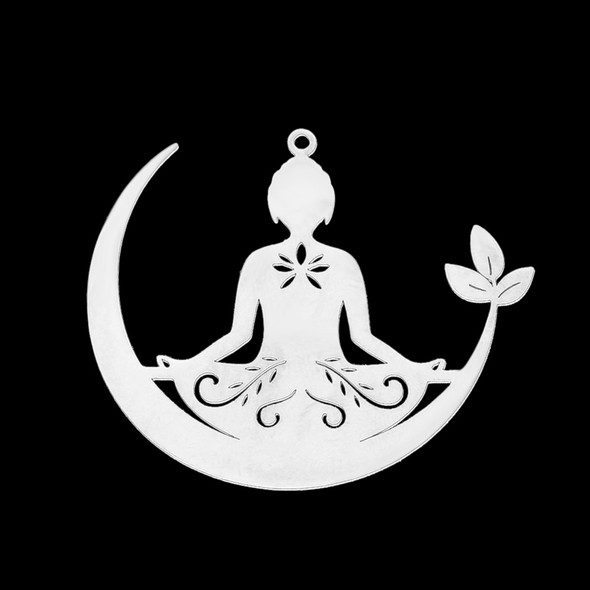 Stainless Steel, Cutout, Yoga, 39x45mm, 2 PCS