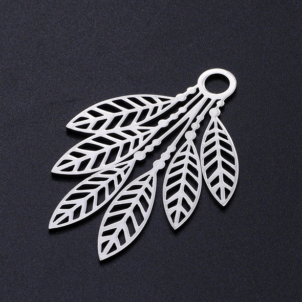 Stainless Steel, Cutout, Feathers, 49x36mm, 2 PCS