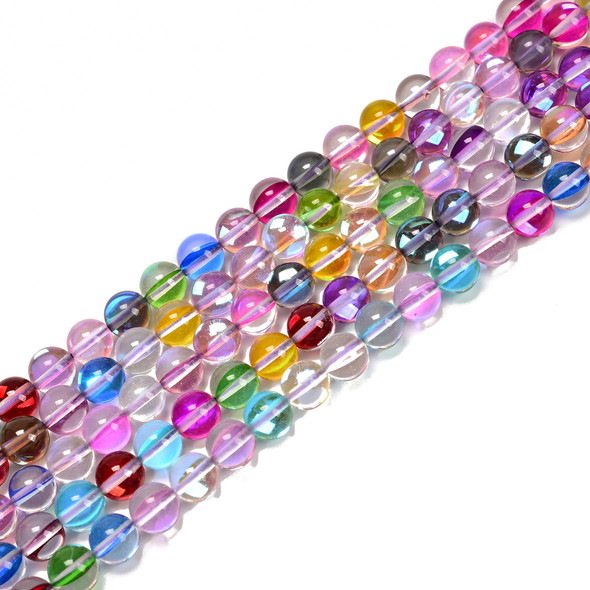 Glowing Glass, Rainbow, One 8mm Strand