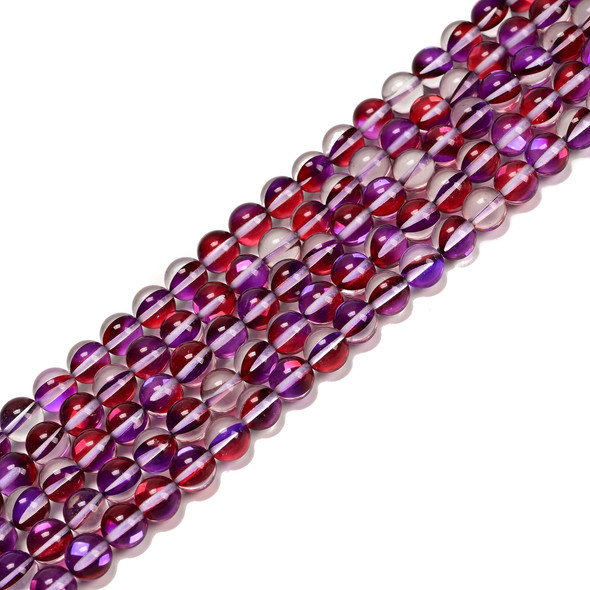 Glowing Glass, Purple & Red, One 8mm Strand