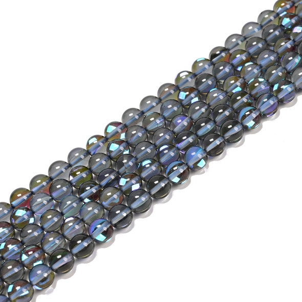 Glowing Glass, Smoke Blue, One 8mm Strand