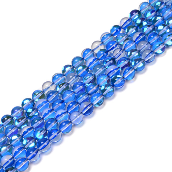 Glowing Glass, Blue, One 8mm Strand