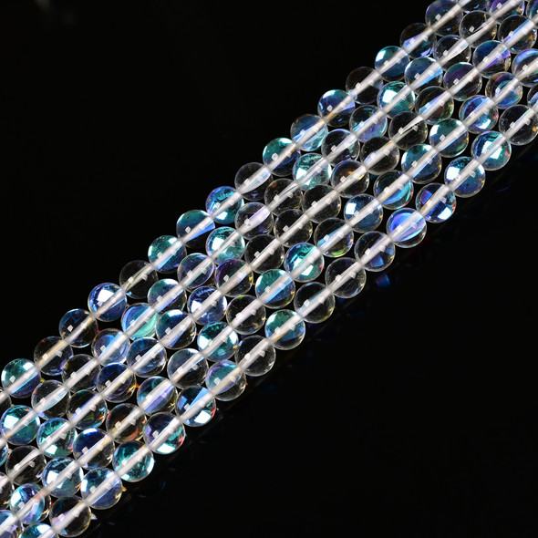 Glowing Glass, Clear Rainbow, One 8mm Strand